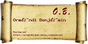 Ormándi Benjámin névjegykártya